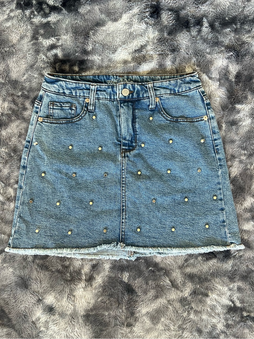 wild fable Blue Denim Mini Skirt with Silver Studs